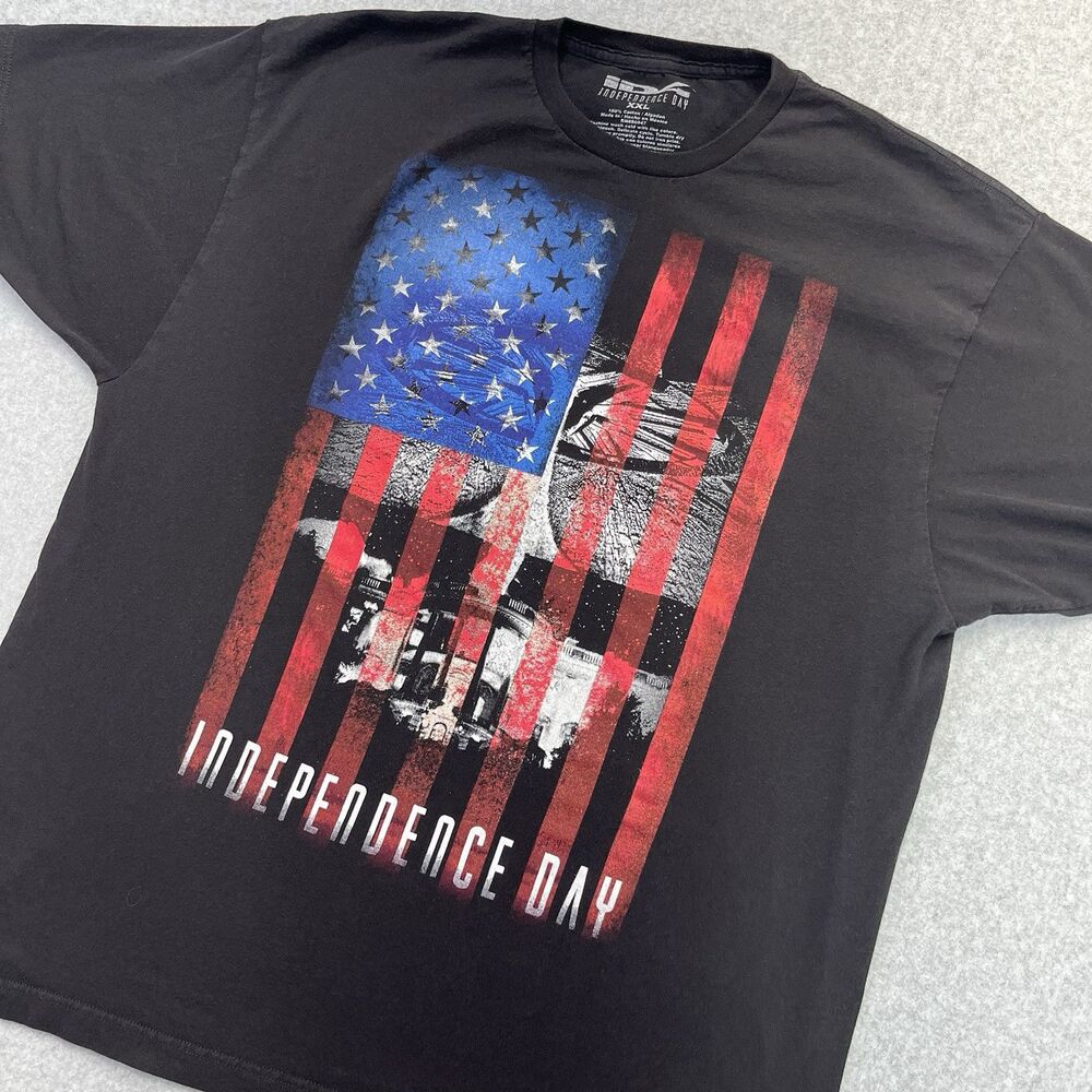 Independence Day ID4 Mens XXL 2XL Graphic T-Shirt Black Patriotic Tee 2016
